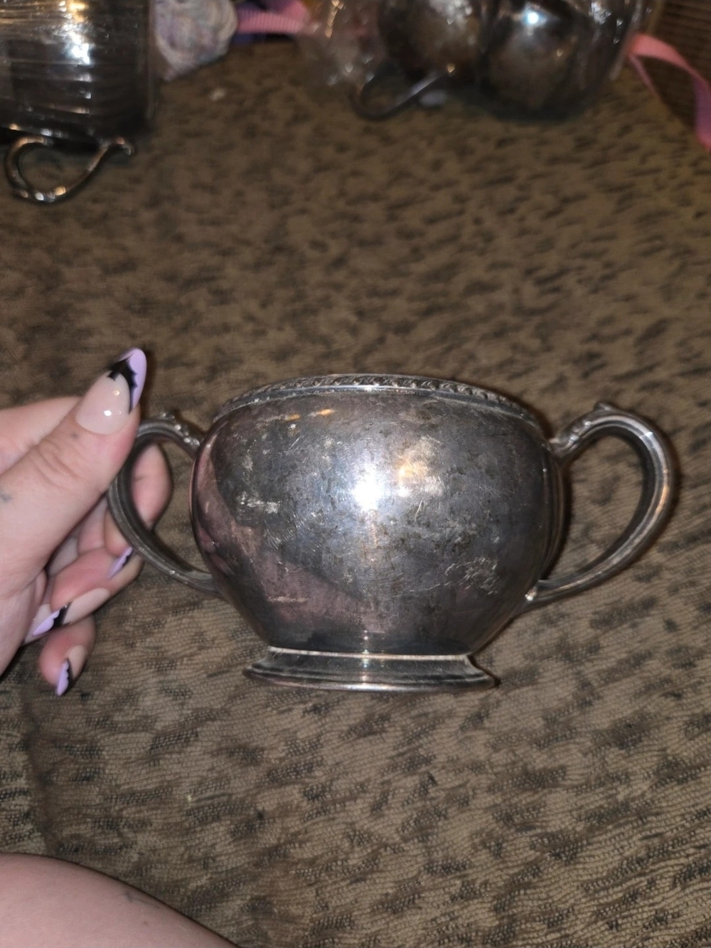 Fiesta Silver Two-Handled Sugar Bowl